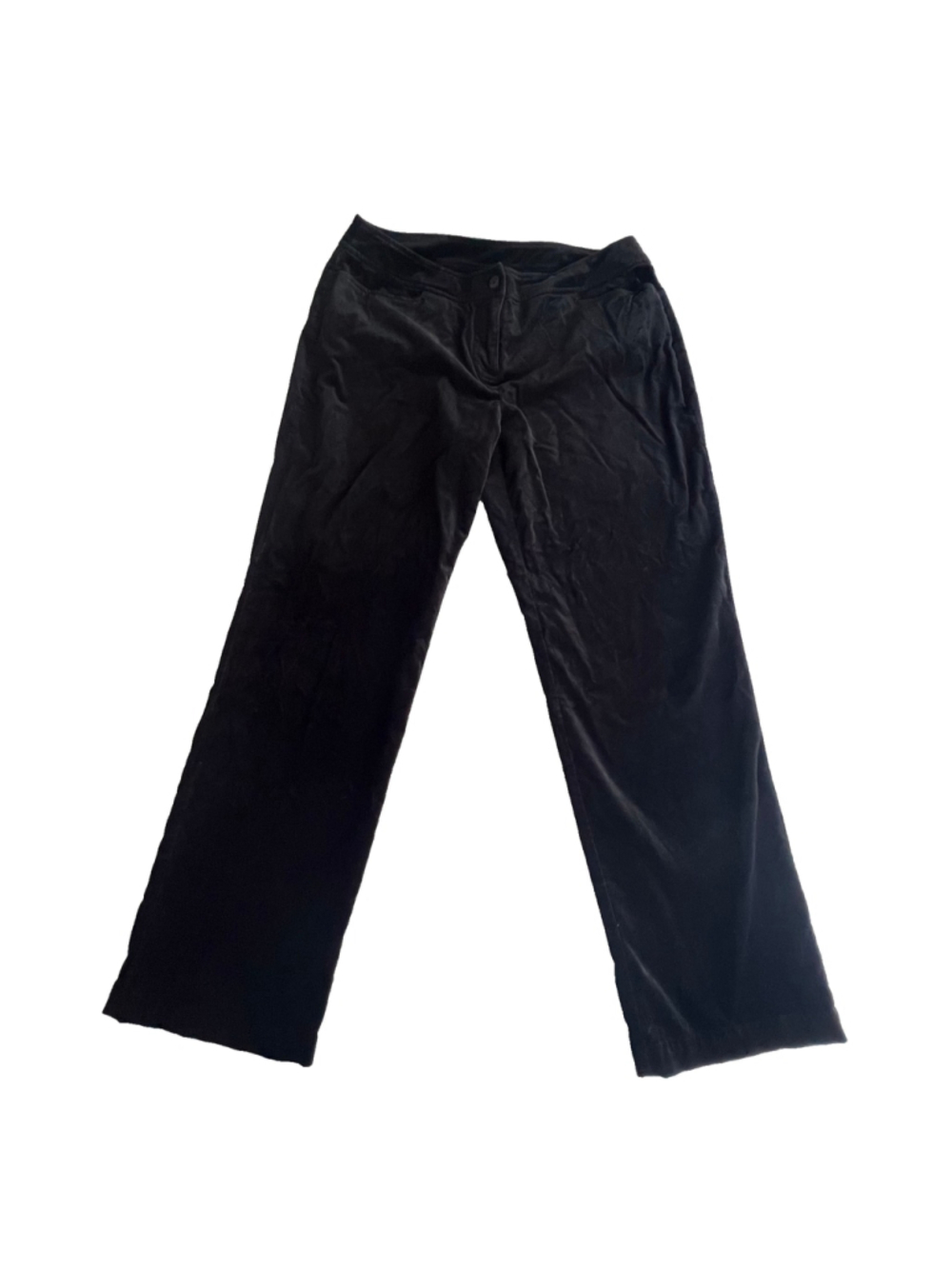Eileen Fisher Black Straight Leg Velvet Pants Size PM Soft Luxury Capsule Piece